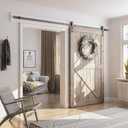 SMARTSTANDARD 10FT Sliding Barn Door Hardware Kit, Heavy Duty Track-Smoothly and Quietly-Includes Detailed Installation Instruction Fit 60" Wide Door Panel (J Shape Hanger) Black