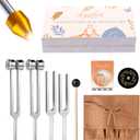 Tuning Forks for Healing(128Hz, 136.1Hz, 432Hz, 528Hz),Medical-Grade Weighted & Unweighted Tuning Forks Set with Vegan Leather Pouch &Activator, for Chakra/Sound Therapy/Yoga/Meditation