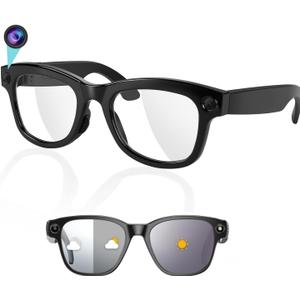 AI Smart Glasses with Camera and Bluetooth, 8MP 4K Video Audio Recording Glasses with Translation & Voice Control, IP67 Waterproof Smart Glasses for Business & Outdoor