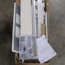 Seventable Bed Frame Queen Size with Charging Station, LED Bed with Upholstered Storage Headboard, Metal Platform Bed with Under Storage, No Box Spring Needed, Noise Free, Easy Assembly, White