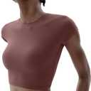 PUMIEY Women's Short Sleeve Crop Tops Crew Neck T Shirt Sexy Tee Smoke Cloud Collection (M)