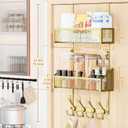 Kaiferty Over The Door Hooks Organizer, Coat Rack Over The Door Storage Hanger Towel Rack, Back of Door Storage Organizer for Bathroom,Bedroom,Kitchen,Office (Gold, 3-Tier)