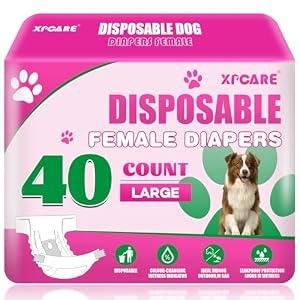 XPCARE 40 Count Disposable Female Dog Diapers, Super Absorbent, Leak Proof, Dog Diapers, Dog Period Diaper Female, for Incontinence, Estrus Female Dogs (Large)