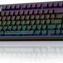 AULA F75 Pro Wireless Mechanical Keyboard with Knob,75% Hot Swappable Custom Gaming Keyboards,RGB Backlit,Pre-lubed Switches,Side Printed PBT Keycaps Creamy Sounding Computer Keyboard, Line Black