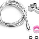 Minidiva 59 Inches Shower Hose, 304 Stainless Steel Chrome Plated Hose, with Shower Head Holder, for Handheld High Pressure Shower Heads