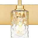 5-Light Bathroom Light Fixtures, 30 Inch Brushed Gold Vanity Lights with Clear Hammered Glass Cylinder Shade, Modern Vanity Lighting Fixture Over Mirror, VL198-BG-5