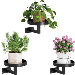 Gezen 3 Pack Wall Plant Holder, Plant Frames Wall Decor, Float Metal Rack for Indoor Plants, Round Display Shelves Hanging Planter for Outdoor