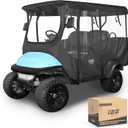 10L0L 4 Passenger Golf Cart Driving Enclosure for Club Car Precedent/Onward/Tempo with Extended Roof 94.5", 4-Sided Clear Window 600D Rain Cover All Weather Windproof Waterproof, Black