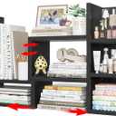 NUTIKAS Desk Shelves Desktop Organizer Shlef - Black Office Organization for Top of Desk Organizers and Accessories Corner Bookshelf Table Top Shelving Small Hutch Decorations for Office