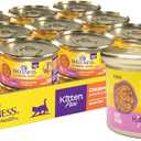 Wellness Complete Health Pate Kitten Canned Wet Cat Food, Natural, Protein Rich, Grain Free, Chicken Entrée Recipe, 3 oz, Pack of 24 Cans