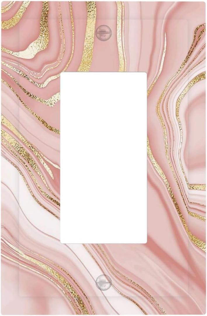 Elegant Rose Light Pink Gold Abstract Marble Art Ombre Girl Woman Texture 1 Gang Duplex Receptacle Wall Plate Jumbo Electrical Outlet Decorative Decorator Light Switch Faceplate Plug Socket Cover