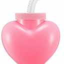 Amyhill Valentine's Day Heart Shaped Cups with Lids and Straws 12 oz Plastic Heart Cups for Kids Party Favors, School Classroom Exchange Prizes Gift