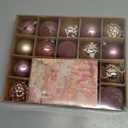 DecorbyHannah Pink Gold Christmas Ornaments, 20ct 2.36 inch Velvet Christmas Tree Decorations,Shatterproof Plastic Decorative Hanging Ball Bulk Set for Xmas Home Party Holiday Table Decor