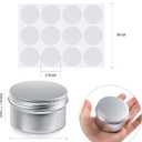 Patelai 36 Pcs 4 oz Metal Round Tins Aluminum Tin Cans Salve Tins Containers with Screw Lid 10 Sheets Stickers for Salve Spice Candies Balms Candles(Silver)