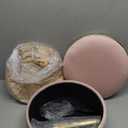 Adjustable Vanity Stool with Storage, 360 Swivel Gold Chair, Velvet Small Round Ottoman Footrest for Bathroom, Makeup Room, Pink