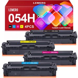 LEMERO 054H 054 Toner Cartridge Set Compatible Toner Cartridges Replacement for Canon 054H 054 High Yield Toner for Color ImageCLASS MF642Cdw MF644Cdw LBP620 Printer (Black Cyan Magenta Yellow4-Pack) (054H BKCMY)