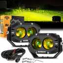 Auxbeam 4In 60W Amber Fog Lights, Amber Led Pods Super Bright Spot Beam Offroad Lights with Plug and Play Wiring Harness Kit for Truck SUV ATV UTV Jeep Wrangler Motorcycle
