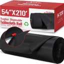 Plastic Tablecloth Roll, 210 Ft x 54 in Black Plastic Table Cloth Disposable Table Cover Roll, Premium PEVA Material, Waterproof with Cutter, Ideal for Banquets, Festivals, Parties