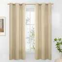 BGment Faux Linen Curtains for Bedroom 63 Inch Length 2 Panels Set, Sand Beige Burlap Textured Light Filtering Privacy Thick Window Curtain Drapes for Living Room Farmhouse, Each 38 Inch Wide