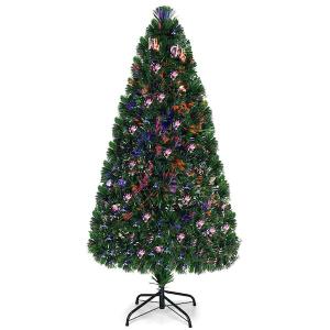 5 ft. Pre-Lit Fiber Optic Artificial PVC Christmas Tree with Metal Stand Holiday