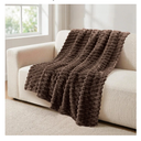 Vessia Flannel Fleece Throw Blanket, 3D Jacquard Brown Fuzzy and Warm Blanket for Couch, Sofa, Bed, 300GSM Super Soft Touch Cozy Home Decor for All Seasons (50x70 inches)