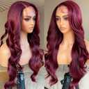 Burgundy Lace Front Wigs 99j Burgundy Synthetic Lace Front Wig Pre Plucked Ready to Wear Glueless Wigs, 13X5X1 Body Wave Lace Front Wigs for Women, Bombshell 99j Burgundy Wig (24)