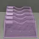 EasyPAG Wall File Organizer 5 Tier Hanging Paper Folder Holder, Zero Assembly Metal Mesh Wall Mounted Mail Organizer for Office Home Classroom Narrow Spaces, Puple (Purple)