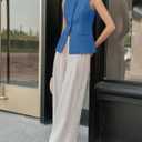 Tankaneo Womens Tweed Sleeveless Vest Crew Neck Button Down Fitted Blazer Vest Tops Work Casual Waistcoat (L)
