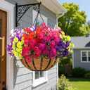 Alupssuc 24 Bundles Artificial Flowers for Outdoors, Faux Spring Flowers for Decoration, UV Resistant Silk Morning Glory with Eucalyptus Realistic Fake Flowers for Yard Planter Porch Garden, 8 Colors
