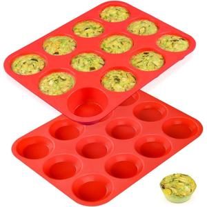 CAKETIME 12 Cups Silicone Muffin Pan - Regular Size Cupcake Pan Muffin Tin for Baking Nonstick Food Grade