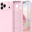 Magnetic for iPhone 17 Pro Max Case, Compatible with MagSafe, [Full Camera Protection][Screen Protector] Silicone Shockproof Protective Phone Case for iPhone 17 Pro Max 6.9", Chalk Pink