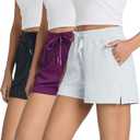 Real Essentials 3 Pack: Women's Athletic Running Shorts - Hiking Gym Yoga Workout Casual Lounge with Pockets, (X-Large)