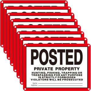 Tandefio No Trespassing Signs Private Property-Rust-Free Aluminum Signs-UV Printed, Reflective, Weatherproof for Outdoor,Indoor-Keep Hunters, Trespassers(10x7 Inches,Horizontal,Red,White)