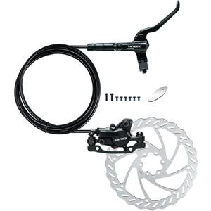 RUJOI MTB Hydraulic Disc Brakes Set, Mountain Bike Right Rear 1450mm Brake Aluminum Alloy Levers with Calipers PM/is Adapter and 160mm Rotor Fit E-Bike(Pred Bled/Pads Included