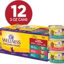 Wellness Complete Health Gravy and Minced Variety Pack Adult Canned Wet Cat Food, Natural, Protein Rich, Grain Free, Salmon, Tuna, and Chicken Recipes, 3 oz, Pack of 12 Cans (EXP 05/02/29)