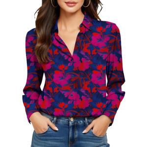 Non-Iron & Wrinkle-Free Womens Button Down Shirts with Mulberry Silk Long Sleeve Blouse Casual Work Tops (S)