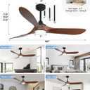60 inch Outdoor Ceiling Fans with Lights,Smart Wood Ceiling Fan for Alexa,Google & APP Control,Indoor/Outdoor,3 Blades,3CCT Dimmable,Red Walnut,Downrod Mount for Patio Porch