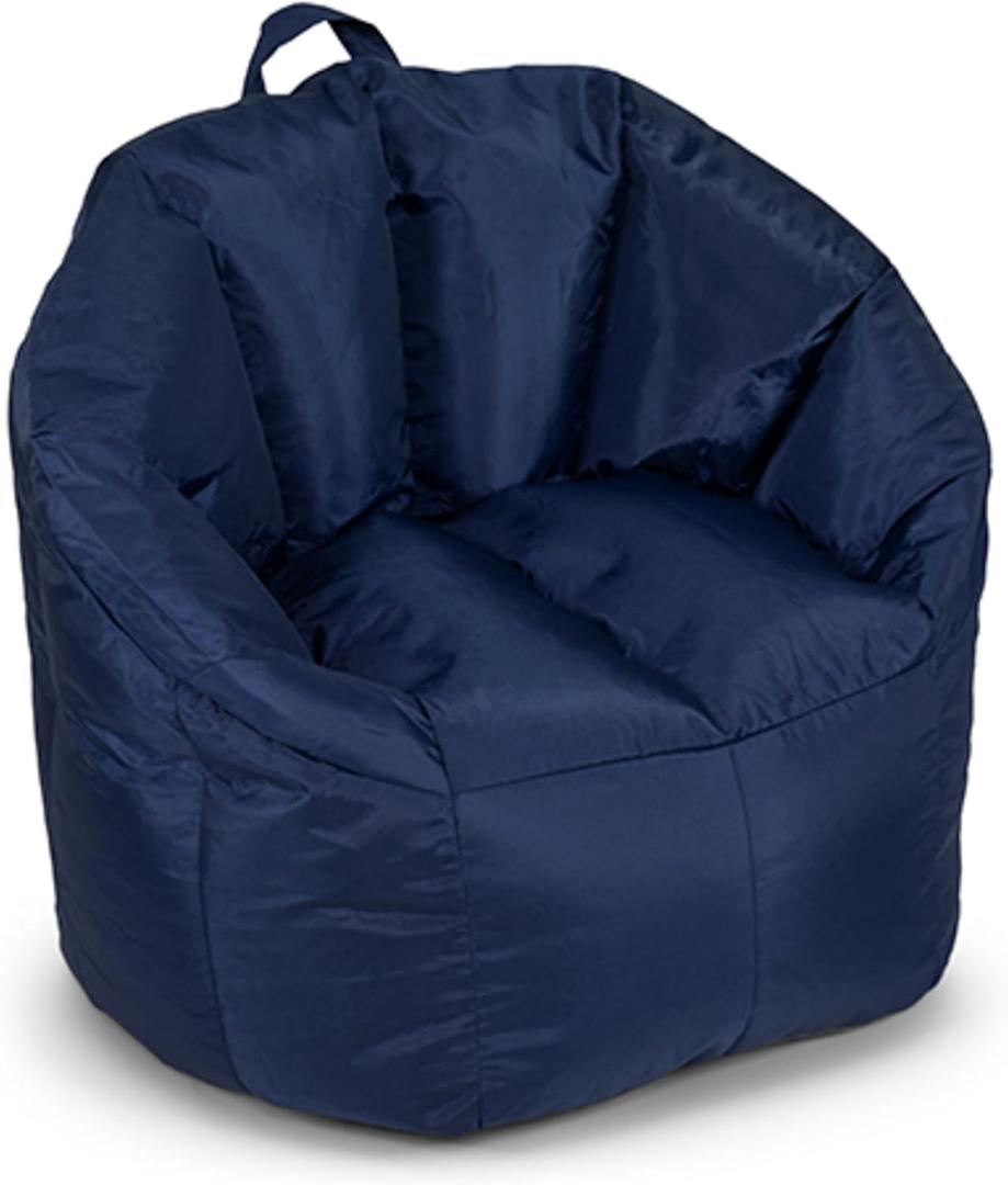 Big Joe Milano Bean Bag Chair for Kids, Teens, Adults, Durable Easy-Clean Navy Smartmax, Nylon Polyester Blend, Lightweight Seat for Reading Nook and Gaming, 2.5 Foot Refillable