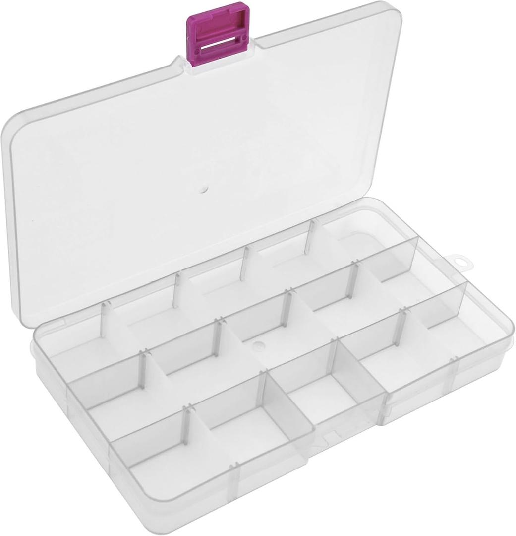 OriGlam 17x10CM Plastic Organizer Storage Box with Adjustable Dividers, Jewelry Storage Container Box for Office Supplies Beads Crafts Fishing Tackles (Transparent)