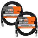 Gearlux DMX Cable, 3 Pin, Male to Female, 25 Feet - 2 Pack