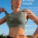 RUNNING GIRL Sports Bras for Women High Support,Seamless Ribbed Longline High Neck Sports Bra Racerback Padded Crop Top Yoga (Green, L)