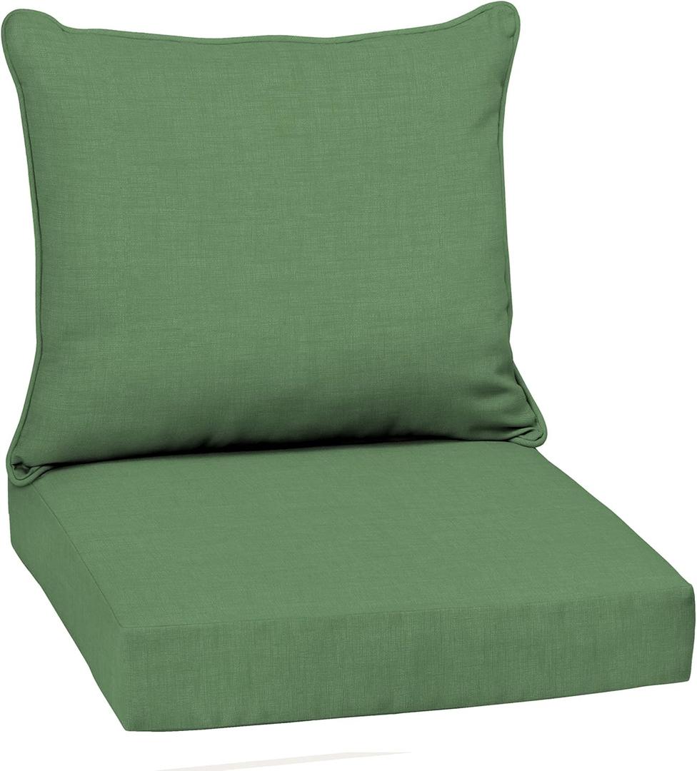 Arden Outdoor Deep Seat Cushion Set, 22 in x 24 in, Weather-Proof, Rain-Proof, Fade Resistant Patio Cushion Bright Moss Green Leala