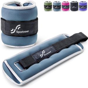 Sportneer Ankle Weights Wrist Weights Pair of 1/2/4/6/10 LBS for Men Women Kids Strength Training Wrist and Ankle Weights Set with Reflective Strips for Dancing Running Walking Fitness Workout Gym (Dusty Blue)