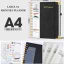 4 x 2026 Planner, Weekly and Monthly Calendar Planner from January 2026 - December 2026, 8.5" x 11" Hardcover Leather Hourly Appointment Book with Tabs, Spiral Daily Planners for College School Work Home, Black (A4)