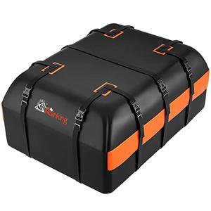 Car Rooftop Cargo Carrier Bag, 21 Cubic Feet 100% Waterproof Heavy Duty 840D Car Roof Bag for All Vehicle with/Without Racks - Anti-Slip Mat, 6 Door Hooks, Storage Bags, 2 Extra Straps, Luggage Lock