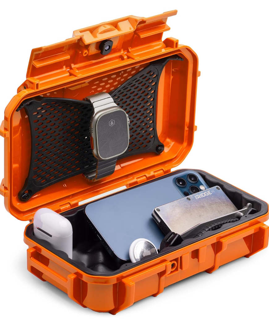 Evergreen 56 ToughBox - EDC Dry Box Protective Case USA Made for Organization of Cameras, Phones, Camping, Fishing, Hiking, Water Sports (Orange)