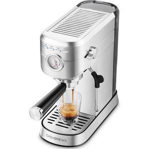 CASABREWS CM5418 Espresso Machine 20 Bar, Compact Espresso Maker with Steam Milk Frother, Stainless Steel Coffee Machine with 34oz Removable Water Tank for Cappuccino, Latte, Silver (A-Silver)