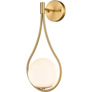 HOLKIRT Mid-Century Globe Wall Sconce Lamp Modern Vanity Wall Light Fixture Brass Finish (1 Pack-Brass)