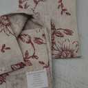 jinchan Floral Linen Tier Curtains Floral Brick Red on Beige Cafe Curtains 24 Inch Length Kitchen Living Room Bedroom Bathroom Farmhouse Rustic Country Rod Pocket 2 Panels (26"W x 24"L (Pack of 2))