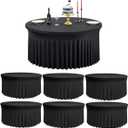 leegleri 6 Pack Black Spandex Round Tablecloths for 60 inch Tables, Stretchy 120inch Fitted 5FT Round Table Cloth with Skirt for Wedding Party Dining Banquet